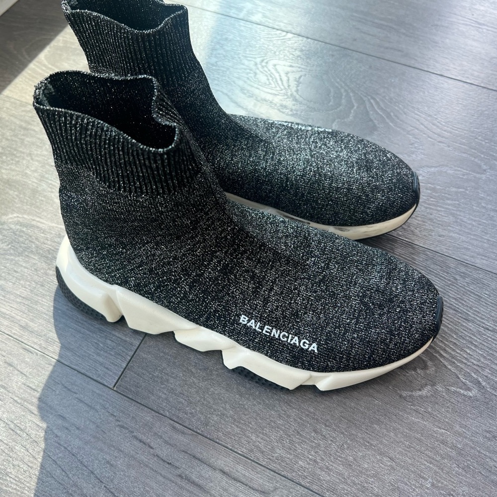Balenciaga Glittered Gary Knit Sock Sneakers